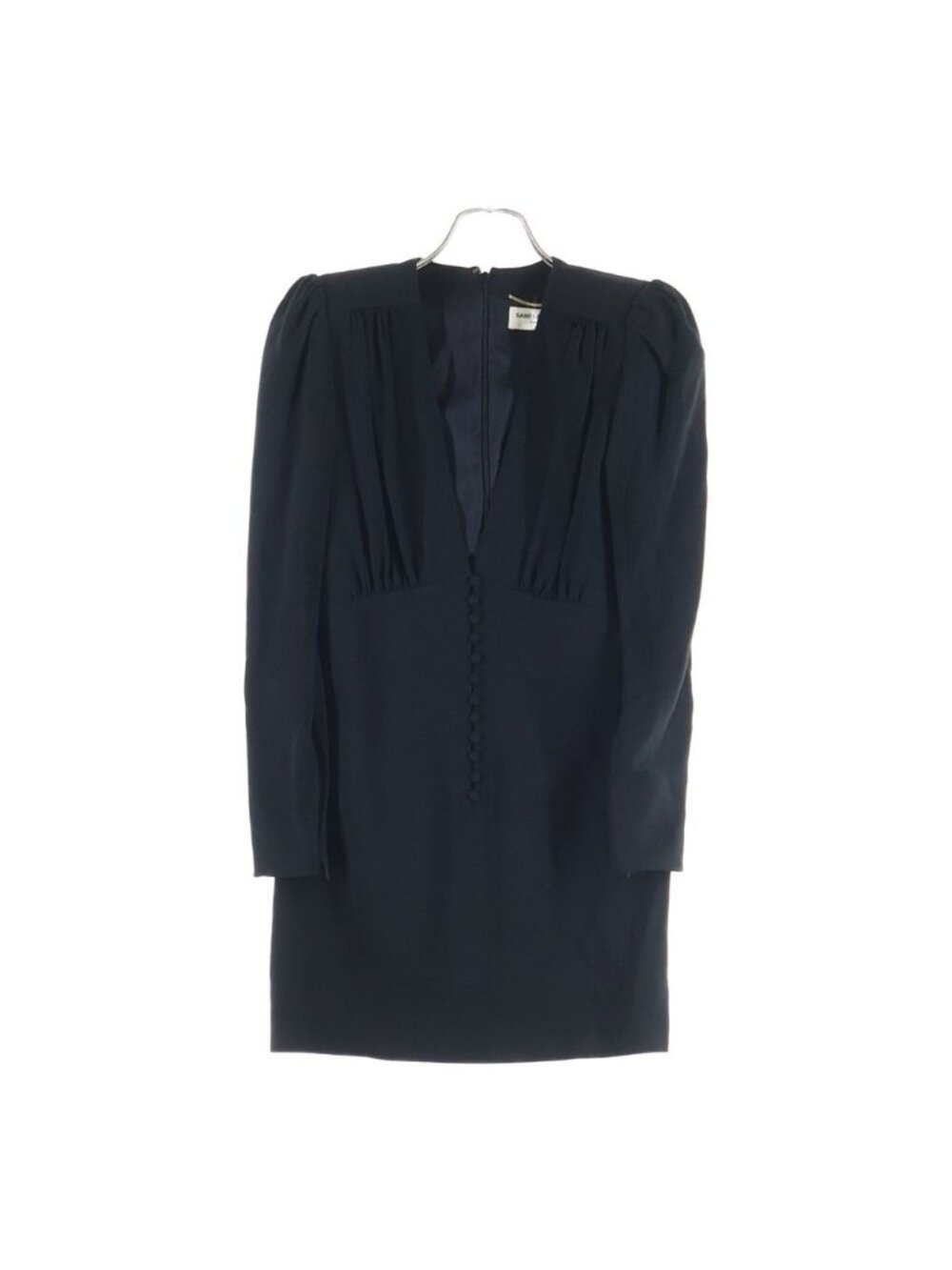 Saint Laurent Paris Deep Mini Dress Back Zip Design Knee Length Black 34